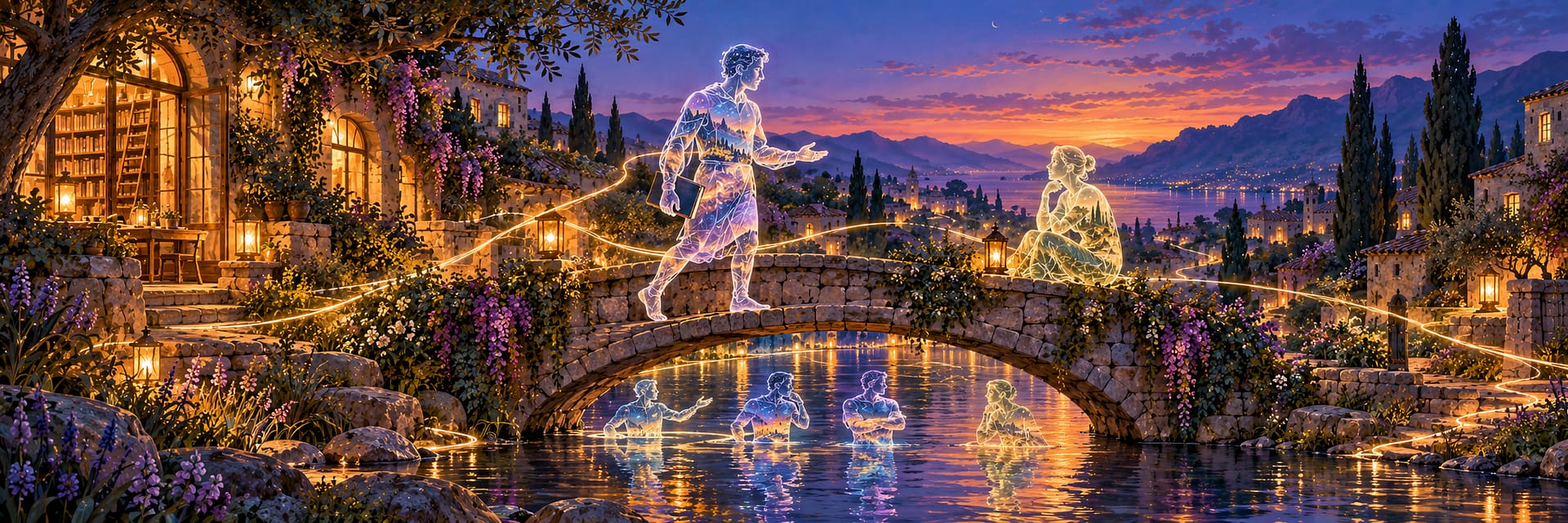 Luminious Hamlet on the Stone Bridge